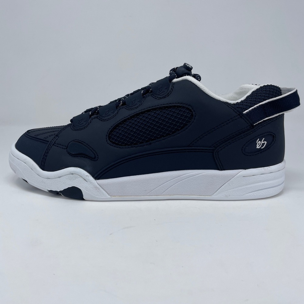 es Muska Mens 11.5 Navy White Leather Retro Classic Skate Shoes 90s Y2K New Box